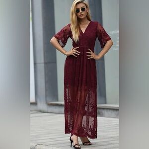Beautiful burgundy boho dress by altar’d state, side medium